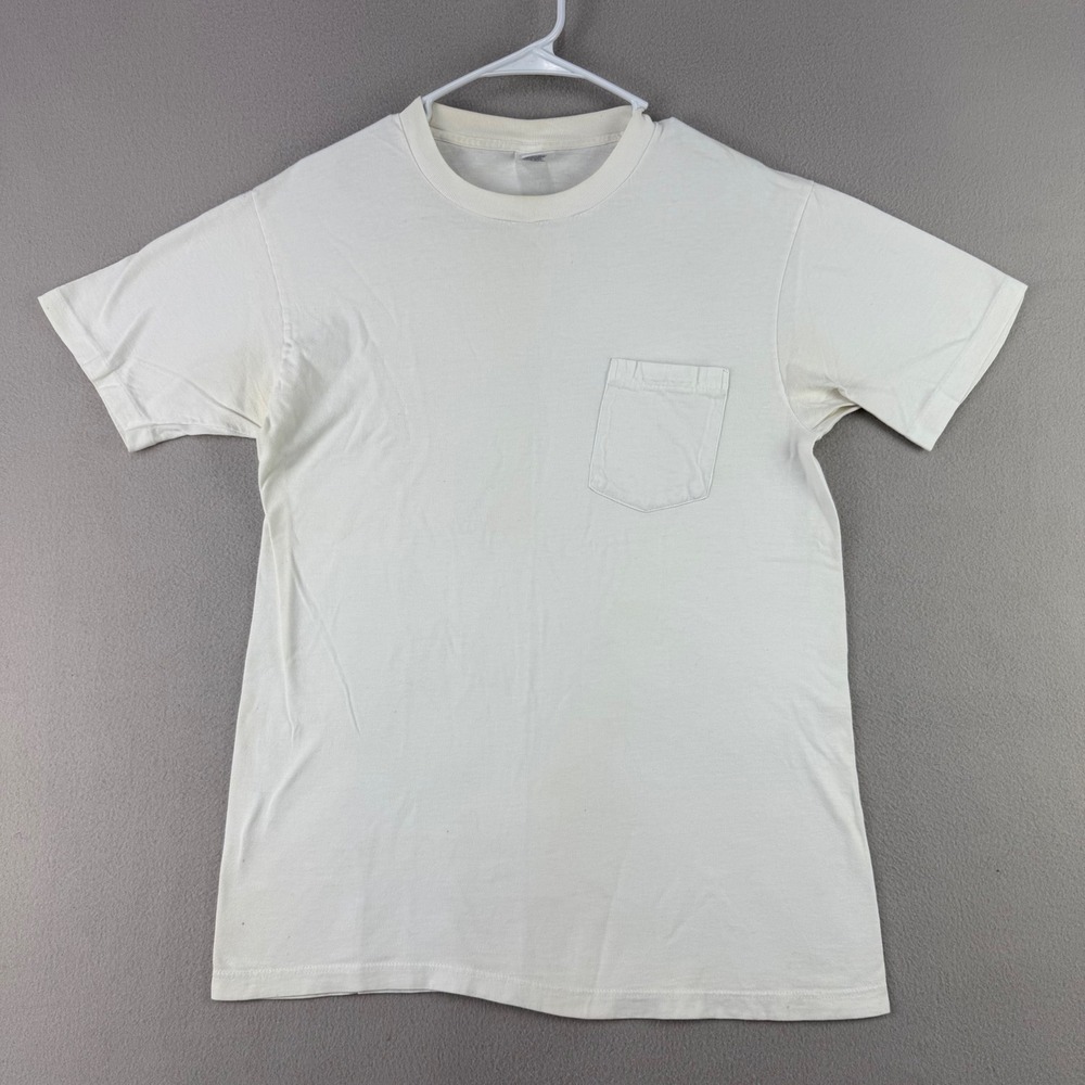 Vintage 90s Towncraft Pocket Tee Mens Large Single Stitch Made in USA White